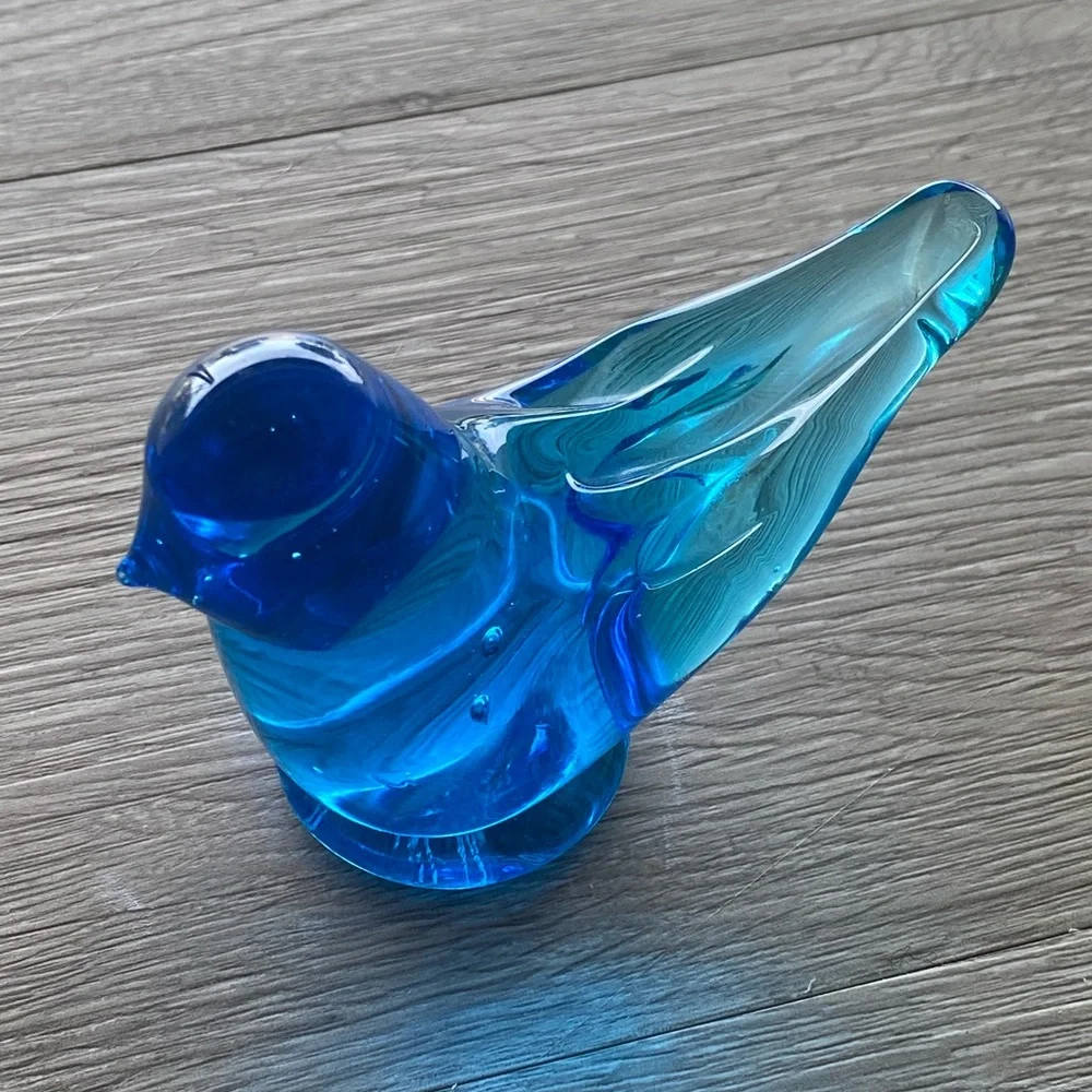 Vintage “Grandma’s Blue Bird” Glass Paperweight